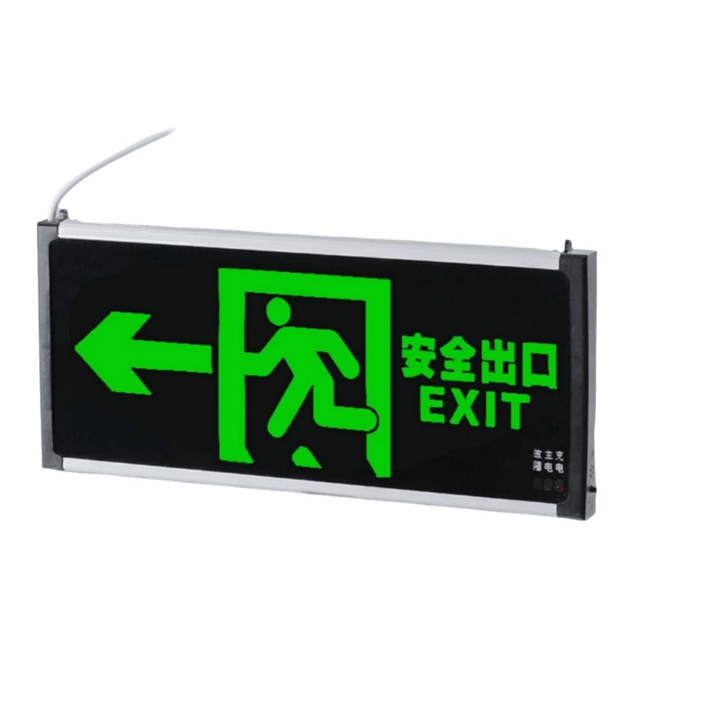 LED Light Emergency Exit Light Hanging Self-illuminated Evacuation Sign Light Green with Hard-wired Safety Exit Sign