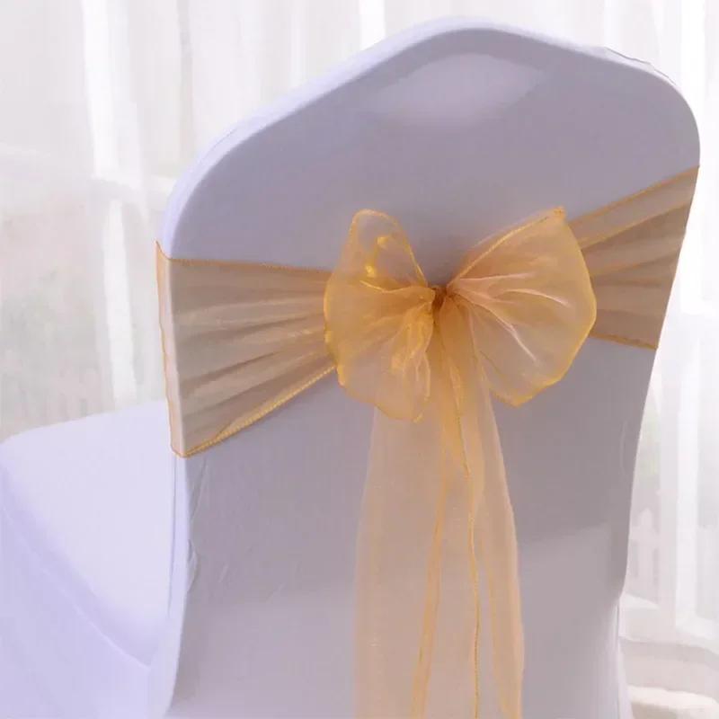 25Pcs Chairs Sashes for Wedding Chair Covers Chair Bow Sashes Chairs Ribbons for Party Ceremony Wedding Chair Decoration