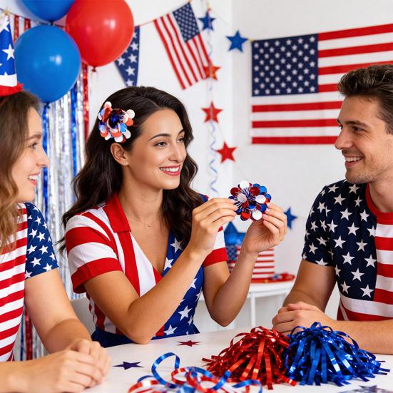 Hairpin Latte Style Independence Day Theme Red White Blue Hairpin No