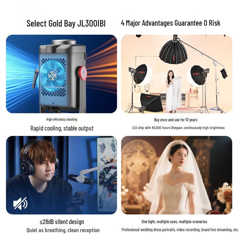 JINBEI JL300BI 300W Bi-Color LED Live Stream & Photography Light