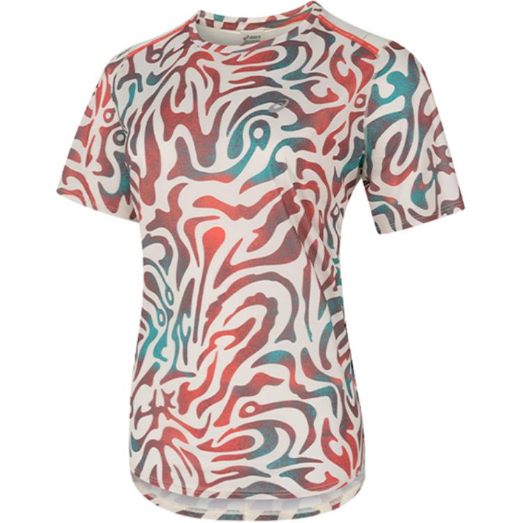 Asics Женский мягкий, приятный для кожи дышащий свитер с коротким рукавом и круглым вырезом, быстросохнущая футболка, женские топы бежевого цвета 2012D225-200