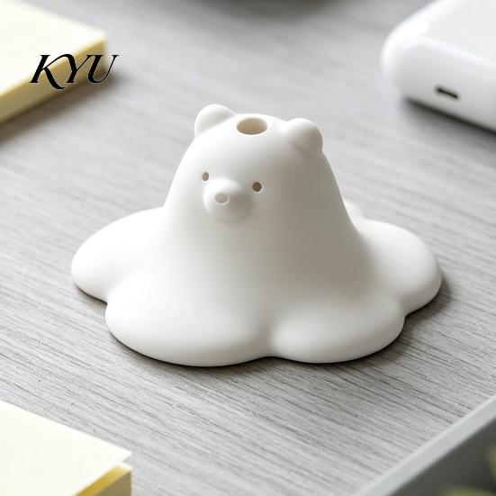 Creative Healing Gadgets 3D Printed Cute Polar Bear Figurine, Adorable White Desk PLA Material Art Ornament for Living Room Bedroom, Mini Vase Flower