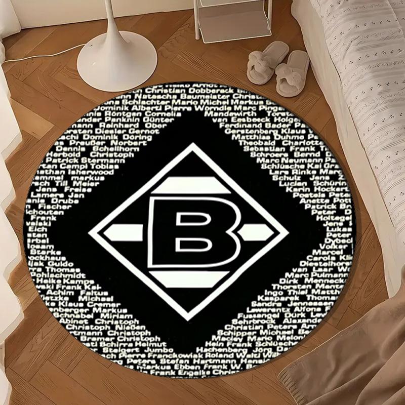 1PC Green Black Borussia Round Rug for Livingroom,Bedroom, Palyroom, Chair Rug, Area rug, Circle Carpet, Large Size Fan Christmas gift