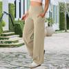 Женские штаны для йоги, однотонные, с высокой талией, широкие спортивные штаны с карманами, утягивающие живот, прямые брюки для платья
