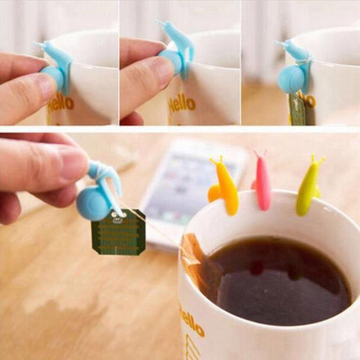 JoyliveCy® 5 шт. силиконовый держатель для чайных пакетиков в форме милой улитки, цвет случайный
