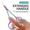 Stainless Steel Nail Scissors Long Handle Sharp Fine Blade Cuticle Scissors Multi-functional Eyelashes Eyebrows Dry Skin Pedicure Manicure Scissors