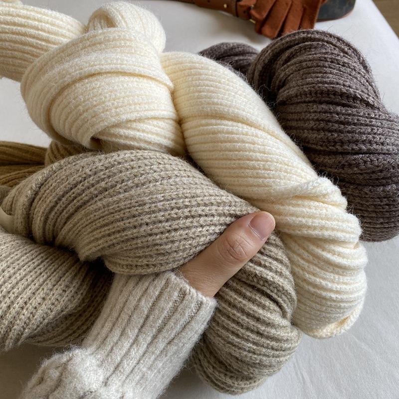 Зимний теплый шарф для женщин, модный вязаный шерстяной платок, женский платок, накидка на шею, чистый цвет