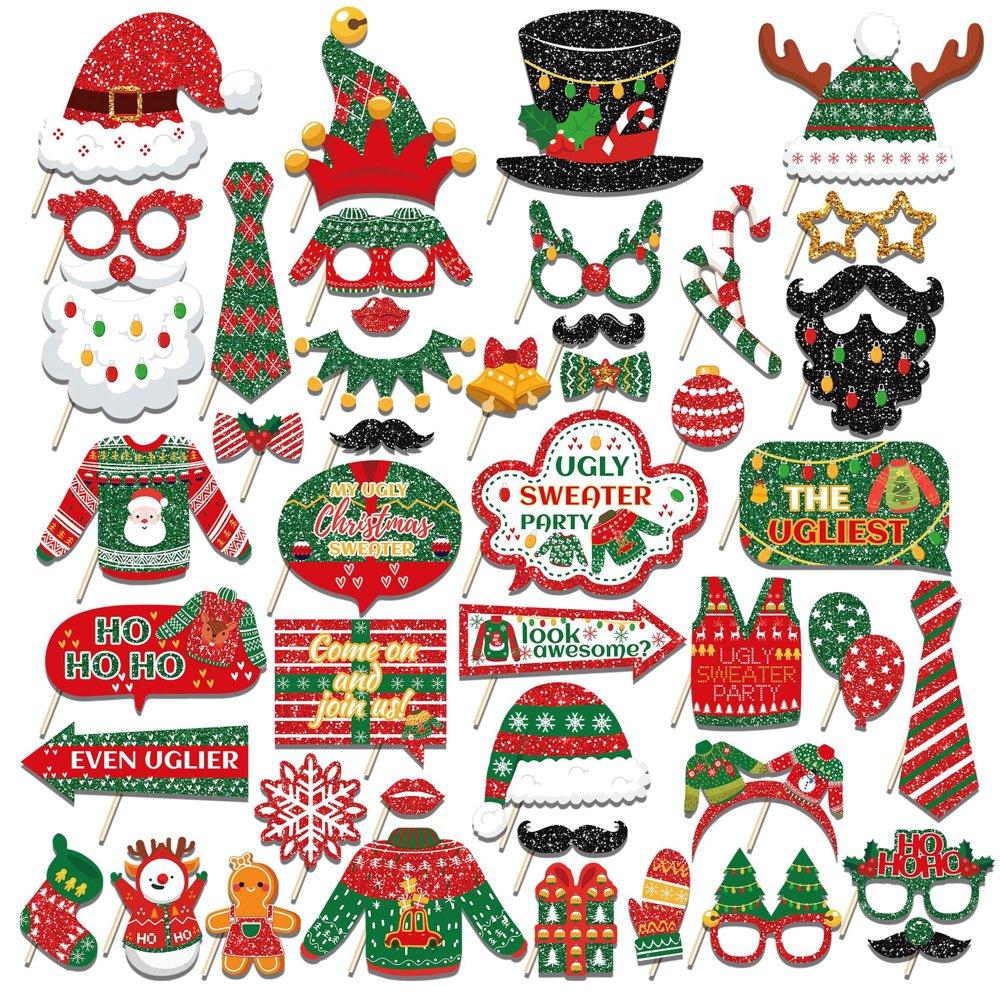 9Pcs Christmas Glasses Santa Elk Paper Frames