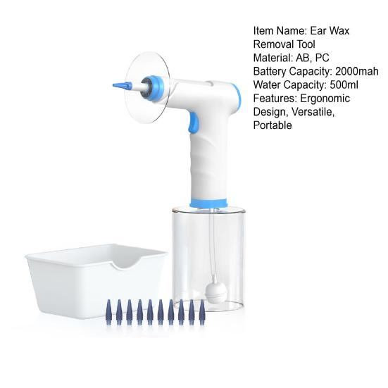 Электрический прибор для удаления ушной серы, 4-режимный набор для чистки ушей со светодиодной подсветкой, многоразовый ирригатор для ушей для безопасного и эффективного домашнего использования
