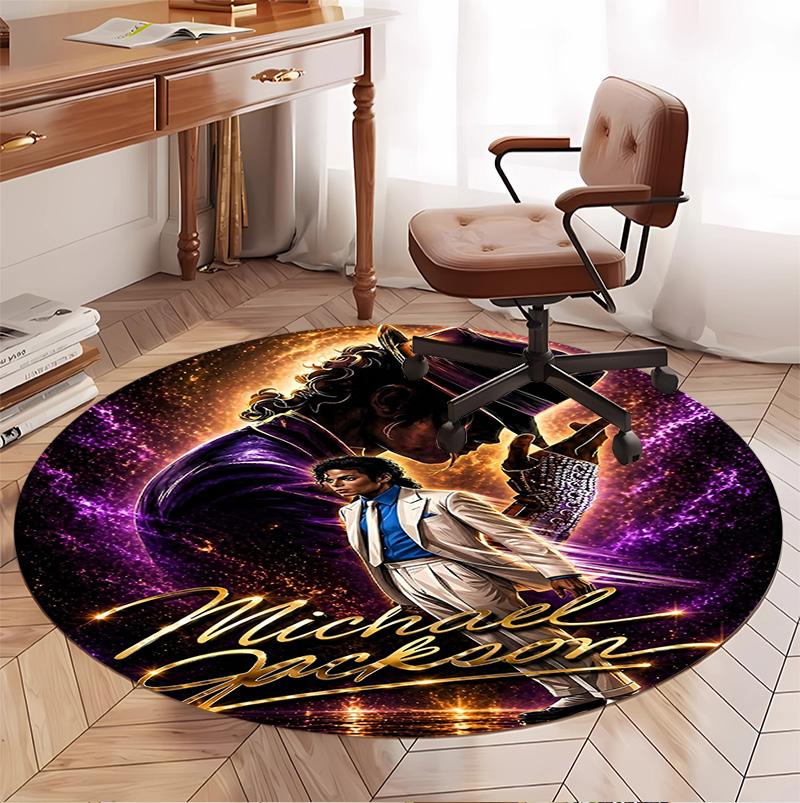 Michael Jackson Pattern Round Rug, Indoor/Outdoor Mat, for Picnic, Gameroom, Bedroom, Office, Living Room, Home Decor Carpet, Birthday Gift