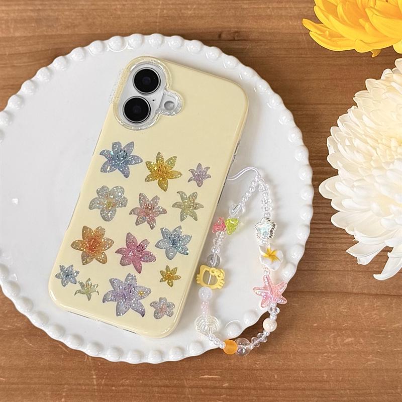 Яркий чехол для телефона с блестками в виде цветка лилии для iPhone 17, 16 Pro Max, 15, 14 - Минималистичный дизайн для женщин