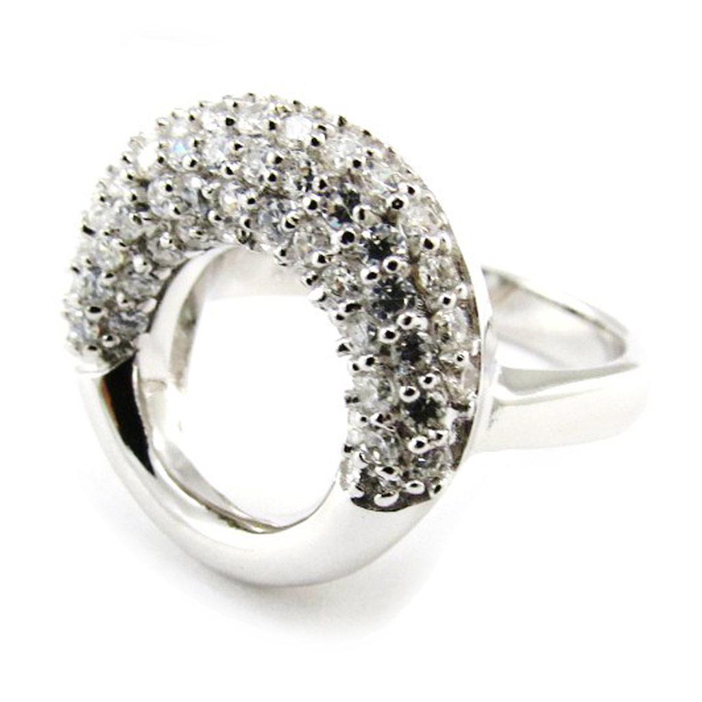 Серебряное кольцо 'Сисси' белое серебро (родий) - 17 мм