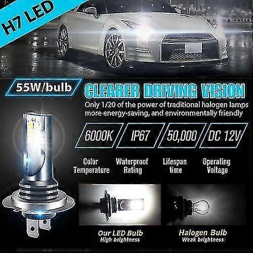 4PCS H7 Led Headlight Bulb Kit High Low Beam 220w 60000lm Super Bright 6000k White
