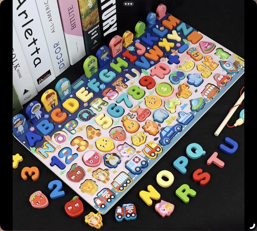 Деревянная мультяшная рыбалка в океане, мультяшные цифры, буквы, дорожные формы, игра на сопоставление, логарифмическая доска, развивающая игрушка для детей