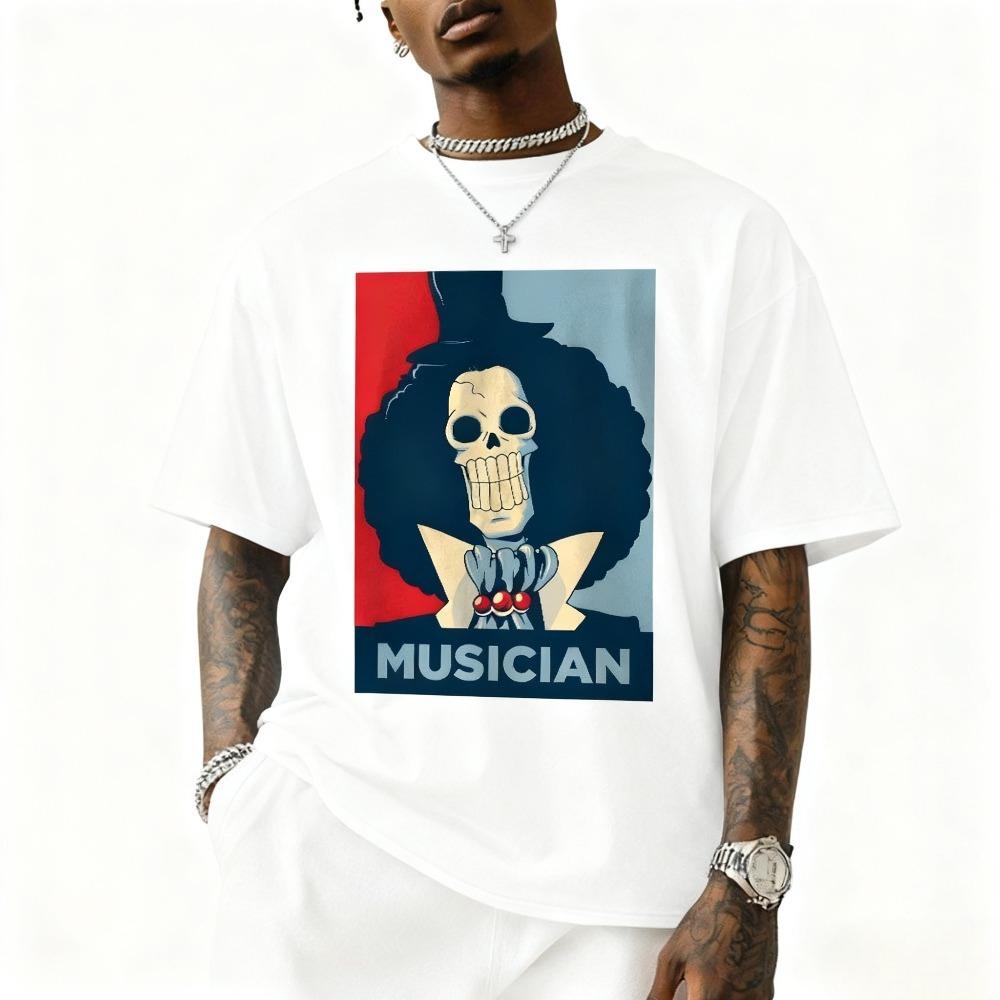 Unisexs One Piece Tshirt Brook Soul King Musician Crown Afro Print Y2k Cotton Loose Fit Breathable Unisex Unisex Streetwear New