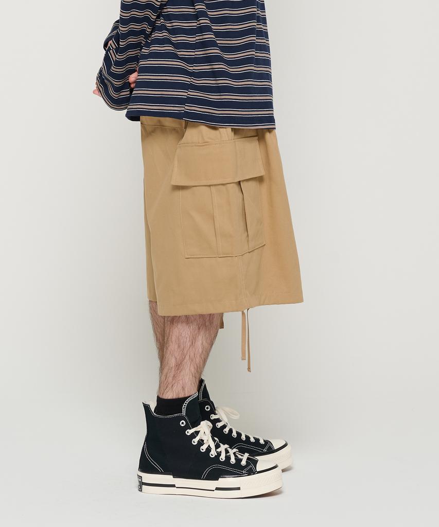 CARGOBROS Cotton Balloon Cargo Bermuda Pants (Beige)