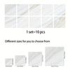 10pcs Self-adhesive Removable PVC Imitation Tile Stickers Simple Marble Pattern Square Waterproof Wall Stickers For Home Decor