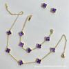 13mm Clover Pendant Necklace Earrings Set In Titanium Steel Light Luxury Floral Jewelry Women Men