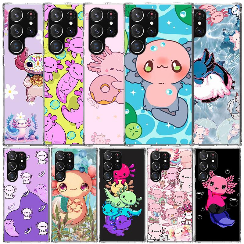 Cute Axolotl Kawaii Soft Cover for Samsung Galaxy S25 Edge S26 S24 S23 Ultra Phone Case S22 S21 Plus S20 FE Print Pattern Shell