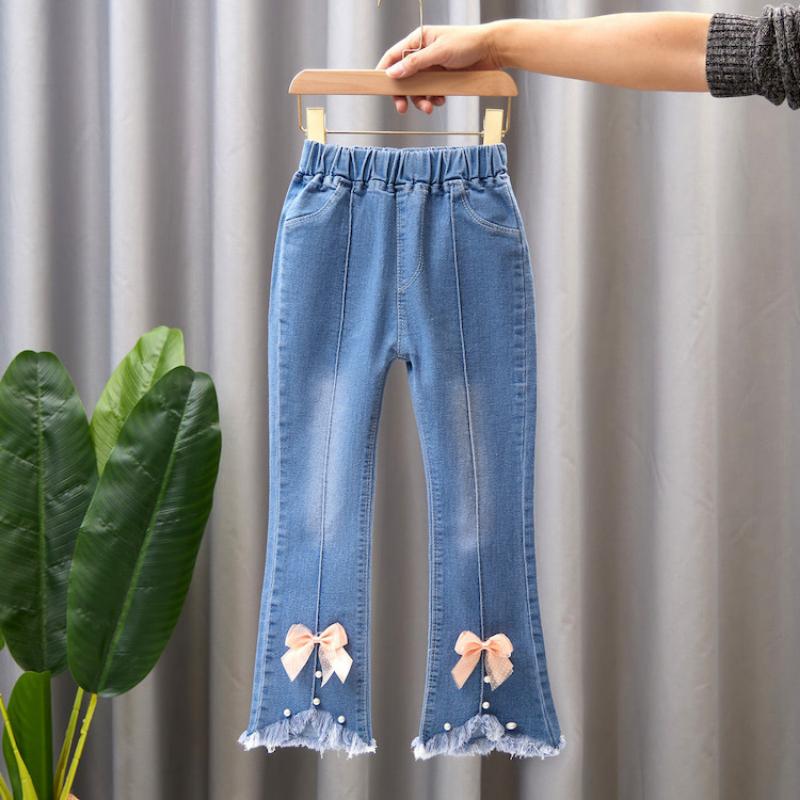 Children's Denim Pants Spring and Autumn Girls Flared Casual Long Pants