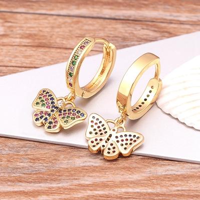 Trendy Bohemian Zircon Hollow Blue Evil Eye Hoop Earrings for Women Cute Unique Gold Color Crystal Drop Earrings Party Jewelry