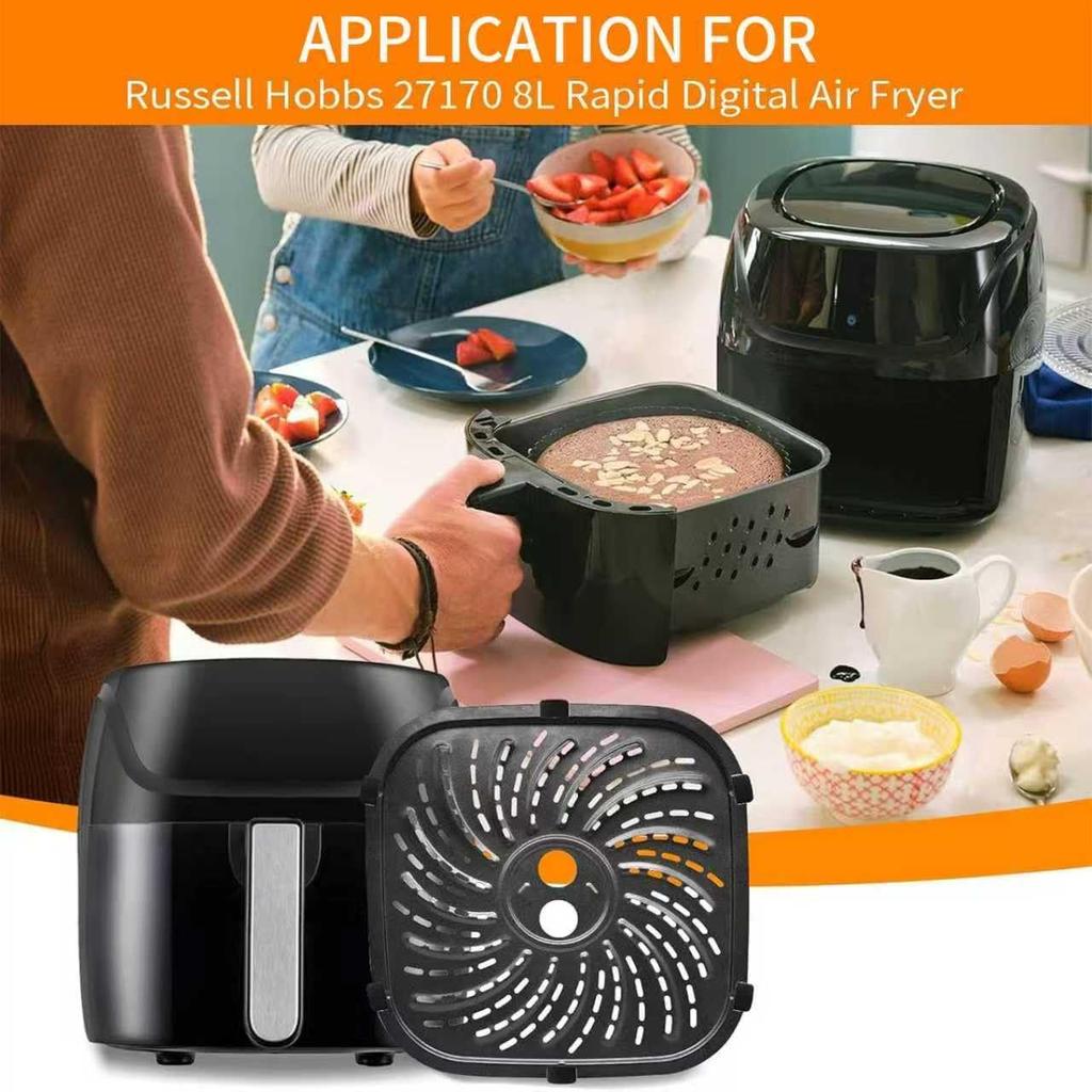 Гриль-сковорода для аэрофритюрницы PowerXL Vortex Pro 8 QT, овальная, с антипригарным покрытием 10''*10'', аксессуары для аэрофритюрницы, сменная деталь, поддон, корзина, решетка