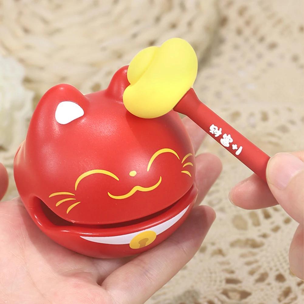 1 Pc Zen Block Drum Mokugyo Lucky Cat Shape Wood Fish Temple Block Ornament Knock Percussion Toy Meditation Buddhist Decoration