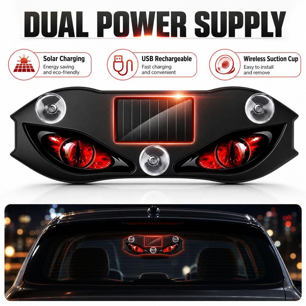Flashing Car Demon Eye Light Solar Powered LED Signal Lamp Car Window Light Car Window Decoration