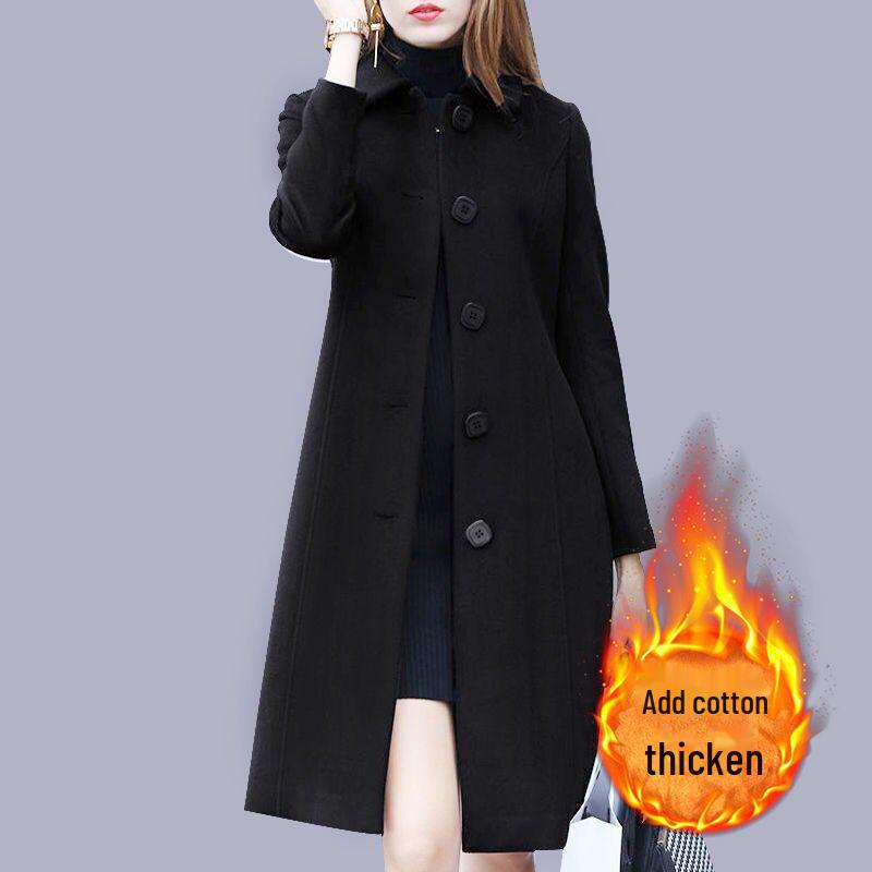 Женское шерстяное пальто узкого кроя в британском стиле - средняя длина, коллекция весна 2025 г.