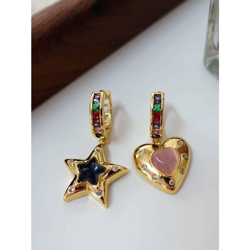 Серьги-пряжки в виде пятиконечной звезды Love Star, асимметричные серьги для женщин, модные, индивидуальные, универсальные, милые, стильные серьги