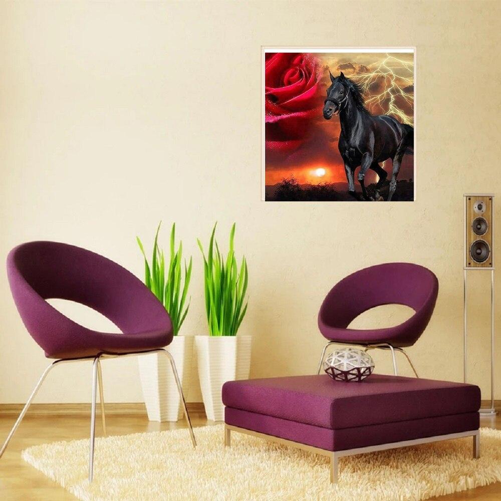 5D DIY алмазная живопись лошадь и цветок полная круглая алмазная вышивка мозаика вышивка крестиком животные стразы украшение дома