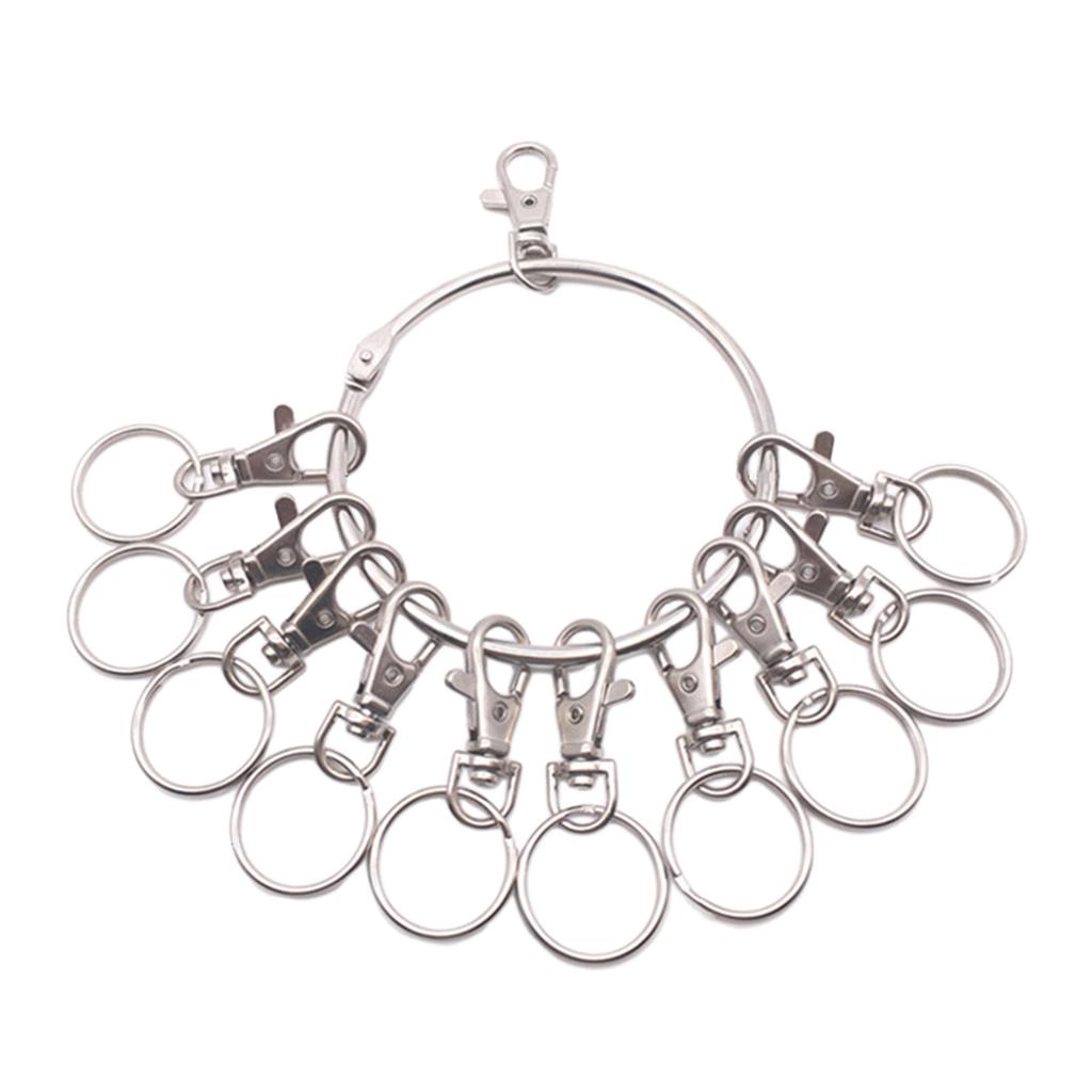 Большой круглый органайзер для брелоков с карабином-лобстером, портативное металлическое кольцо-держатель для ключей, аксессуары для ключей, простой в использовании