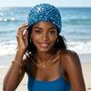 Woven hollow bald hat retro elegant sequined flower pullover hat children high elastic seaside beach hat