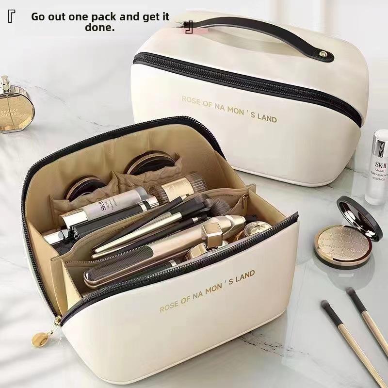 Дорожная косметичка Accordion Cloud Pillow - большая вместимость, водонепроницаемая, ПУ, портативное хранение туалетных принадлежностей