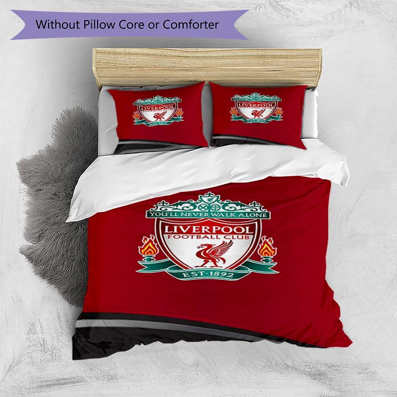 3pcs Duvet Cover Set (1*Duvet Cover + 2*Pillowcase, Without Core),Liverpool F.C Print Bedding Set, Bedroom Decor, All‑Season, Birthday Gift