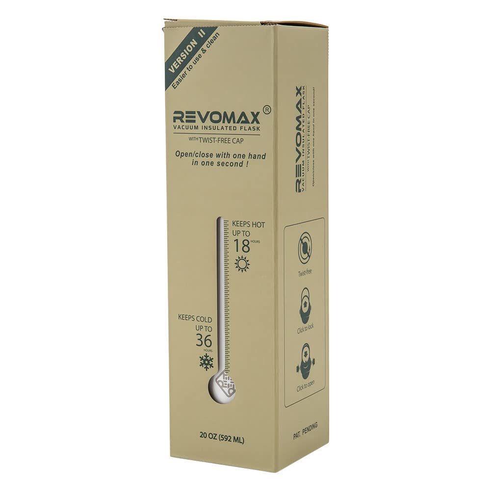 Бутылка для воды REVOMAX, кружка, бутылка 2, 592 мл, сохраняющая холод и тепло, газированная, ОК, бутылка с вакуумной изоляцией REVOMAX2 из нержавеющей стали, газированная вода