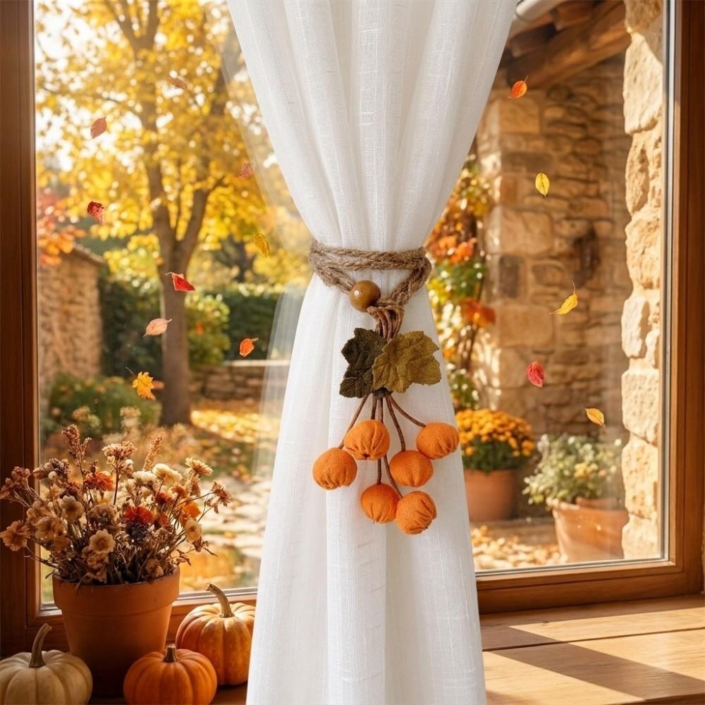 Pastoral Style Curtain Tiebacks Artificial Maple Leaf Curtain Straps Curtain Binding Christmas