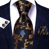 Paisley Mens Blue Tie Set Silk Woven Necktie Handkerchief Cufflinks Wedding Gift