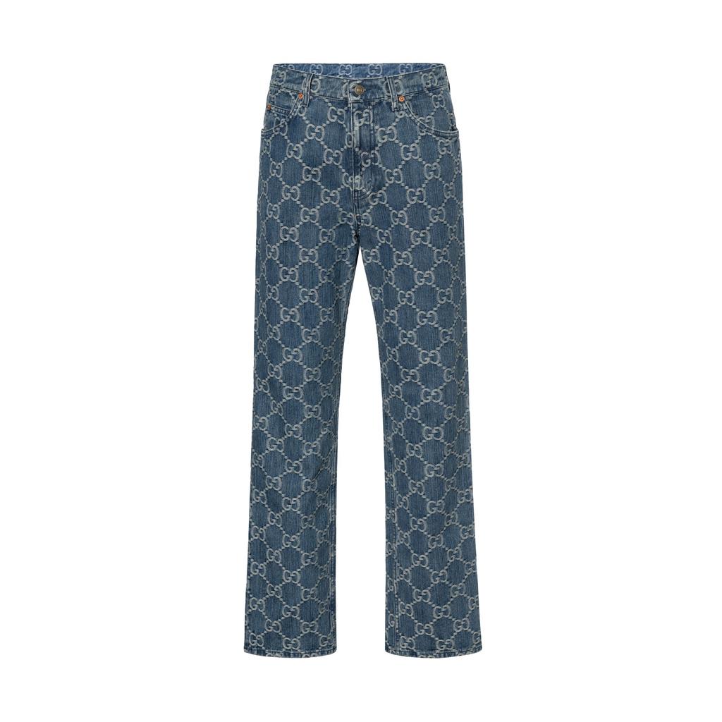 Gucci Джинсы прямого кроя со средней посадкой и жаккардовым узором GG 623953-XDCXD-4632