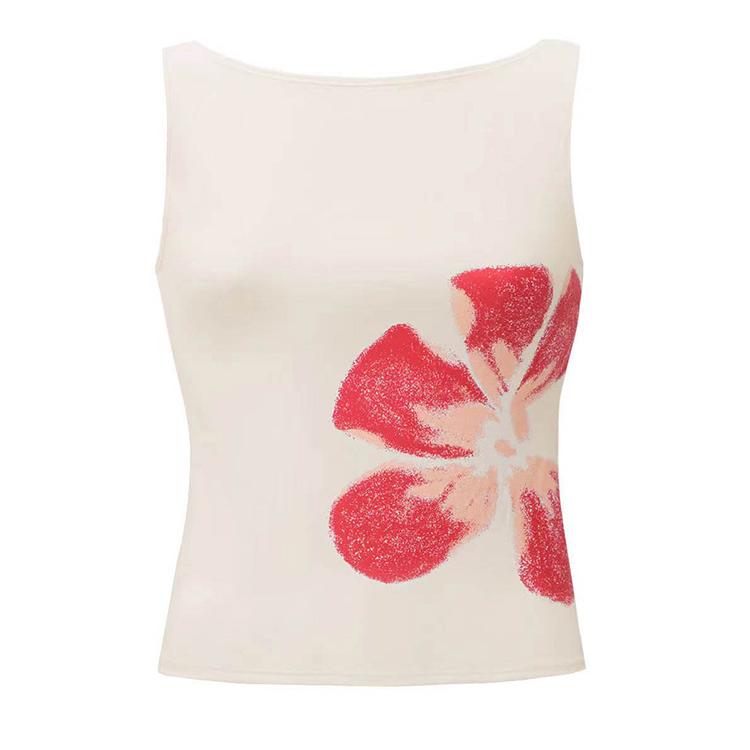 2025 Новая Мода Женские Укороченные Майки В Облежку С Цветочным Принтом Вырез Лодочкой Без Рукавов Летние Топы для Вечеринки Клуба