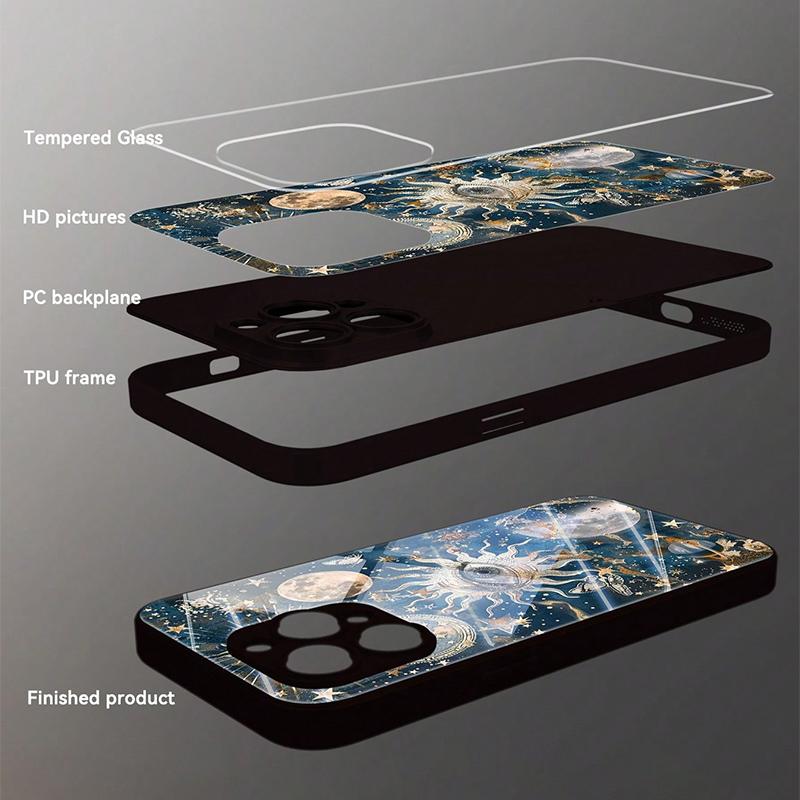 Закаленное стекло с рисунком "Глаза Солнца" для телефона iPhone 17 16 Pro Max 15 14 13 12 11 16E 17 Air 7 8 Plus XR XS X, ударопрочный чехол