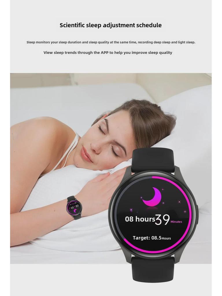 Temu Смарт-часы ZW60: Пульсометр, монитор здоровья, Bluetooth-вызов, круглый экран, женский фитнес-браслет