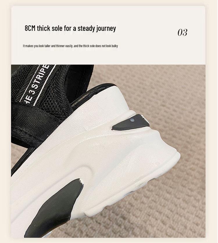 Летние женские легкие сандалии-клинья на липучке 2025 – Удобная толстая подошва, плоская подошва, повседневная пляжная обувь для студентов