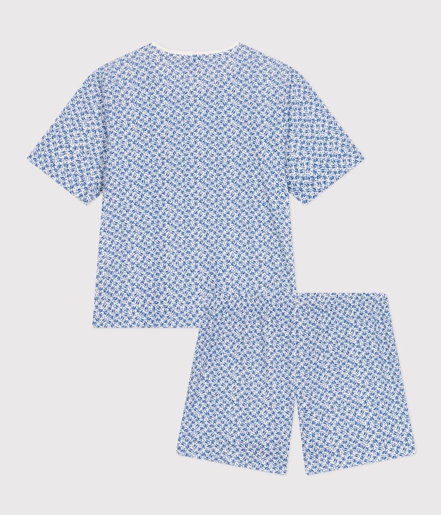 Printed Short Sleeve Pajamas A09TM S [Petit Bateau] Off-white/Blue