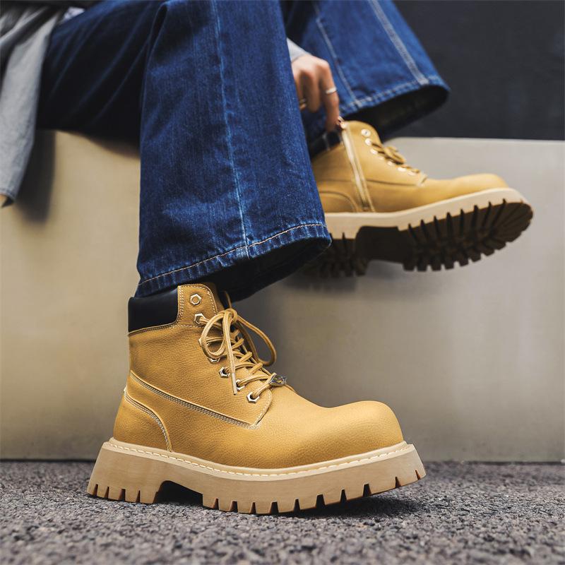 Новые ботинки для альпинизма на открытом воздухе из ревеня, усиленные ботинки Martin с толстой подошвой, универсальные модные ботинки для инструментов 66621-K