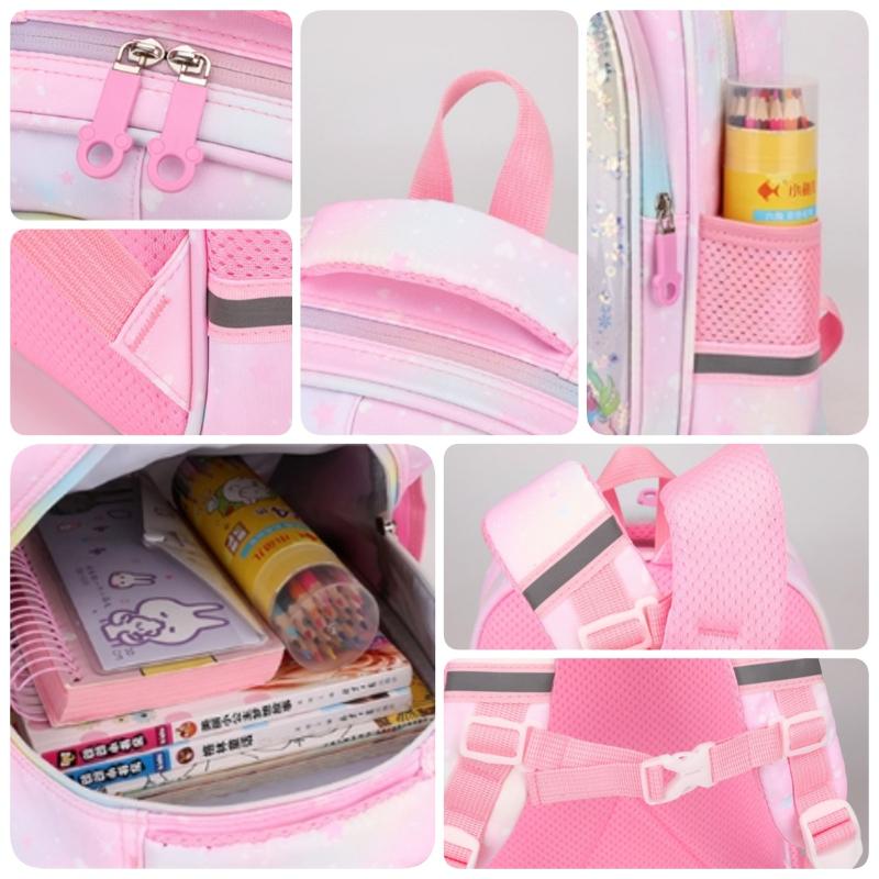 Exquisite 3D Pressed Shell Children School Bags Cute Cartoon Mermaid Printing Kindergarten Book Bag High Quality Nylon Lightweight Children's Backpack