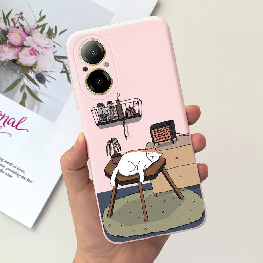 Case For Oppo Realme C67 4G RMX389 Phone Cases Black Cat Moon Night Soft Silicone Shockproof Back Cover For RealmeC67 4G Funda