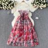 New Fashion Summer High-end Print Beach Vacation Vestidos Women's V-neck Sexy Corset Long Midi Boho Dresses