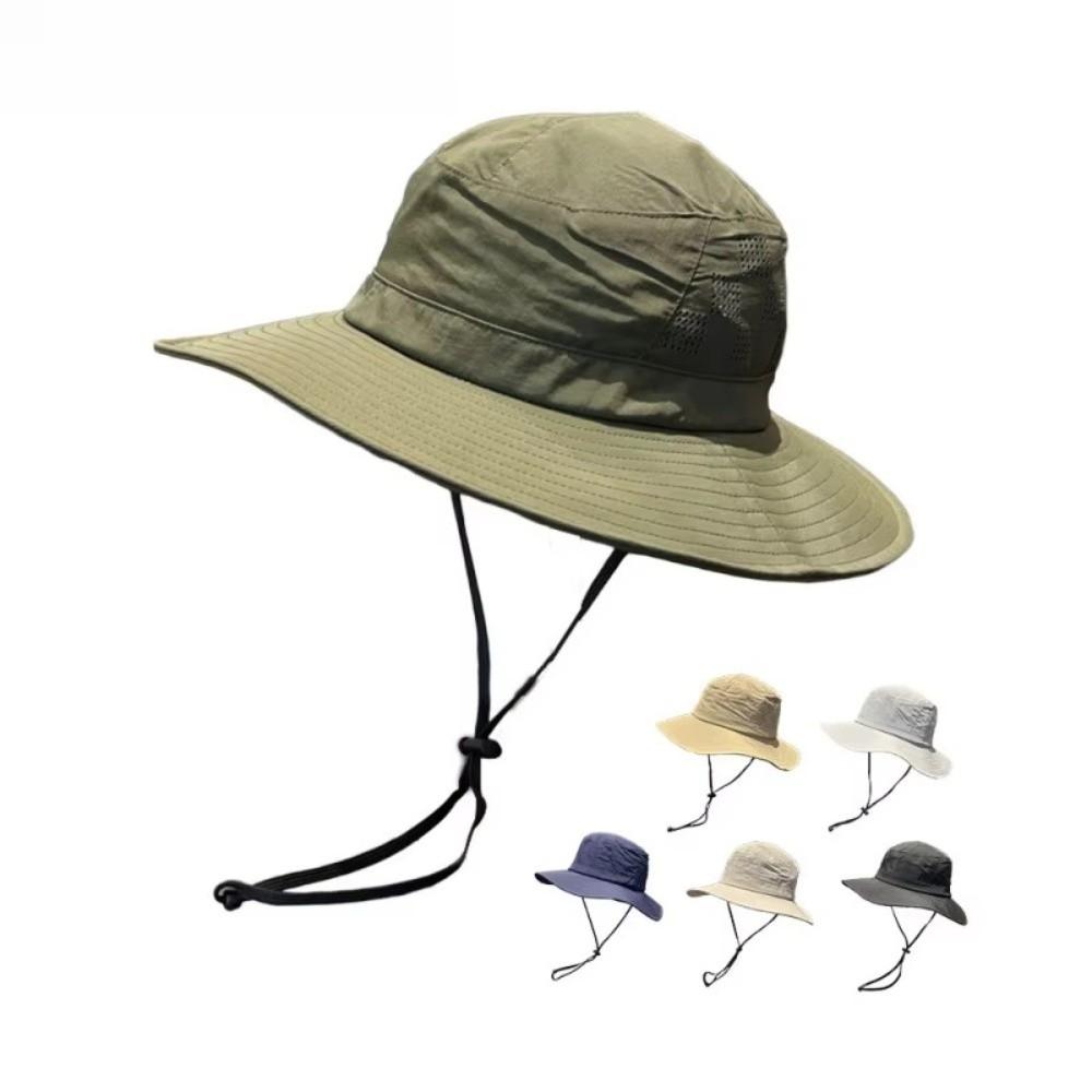 Breathable Fisherman Hat Solid Color Sun Protection Hat Windproof Hiking Cap Outdoor Hiking