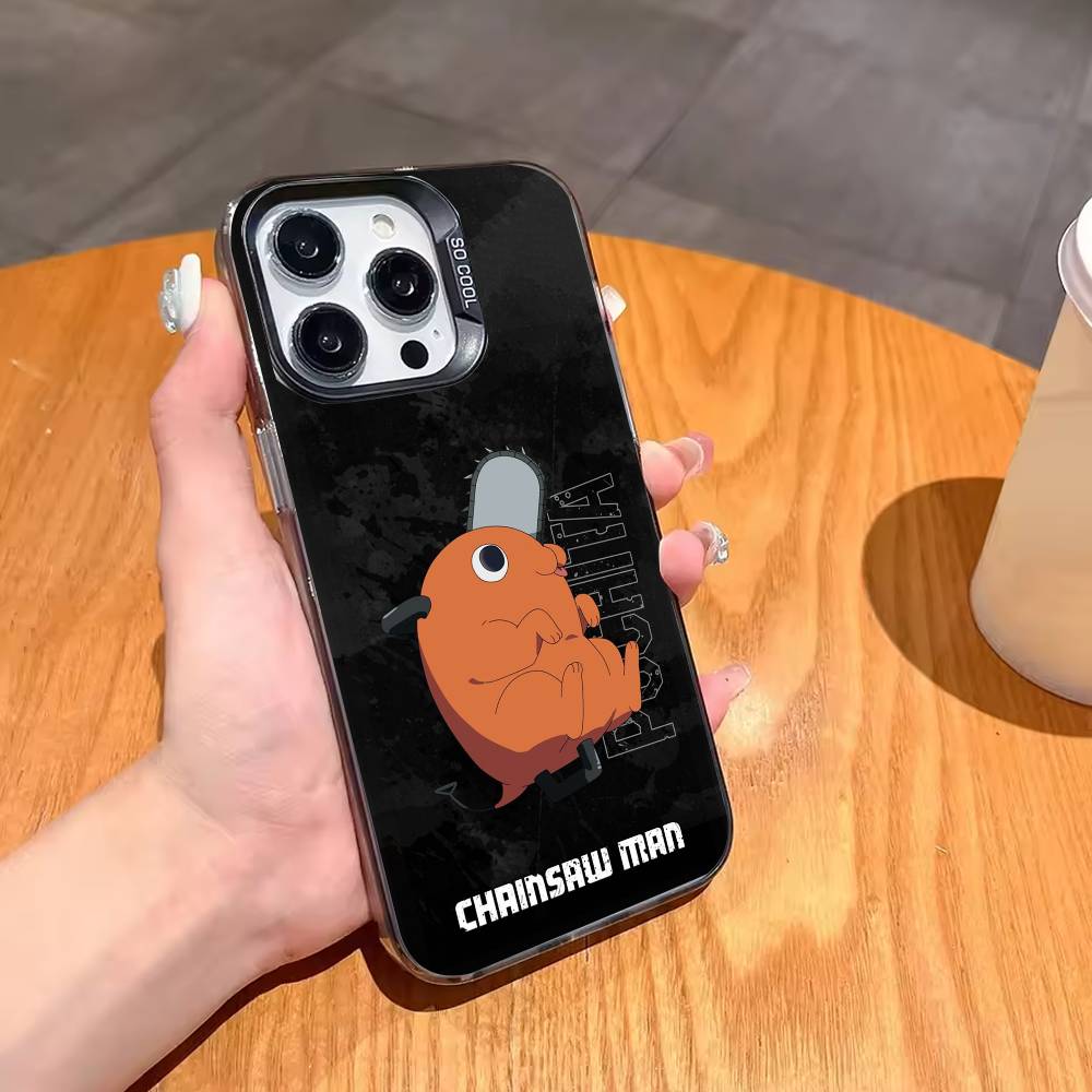 P-pochitas Anime Chainsaw Man Phone Case For iPhone17,16,15,14,13,12,11,Pro,MAX White Matte Shockproof Cover